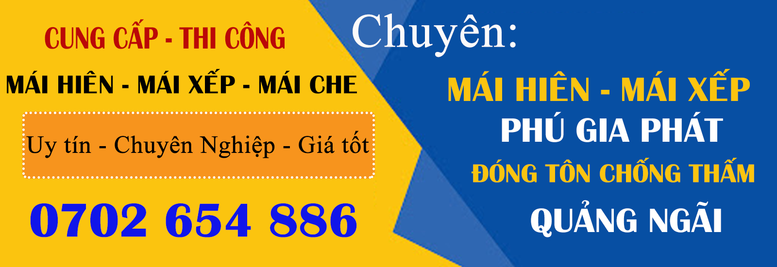 Thi công mái che quảng ngãi